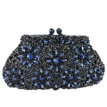 Boutique De FGG Flower Crown Minere Clutch Silver Crystal Evening Handbag Women  - £101.76 GBP