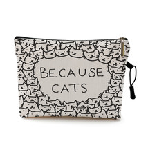 Super Cute Cat Print Personalized Makeup Bag Brush Travel Case Organizers for Co - £11.82 GBP