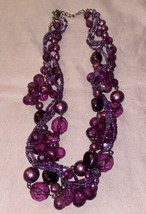 Vintage 14” Choker Necklace Purple Multi Size Beads  - $8.55