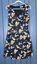 ModCloth Frock Shop Bird Print Fit And Flare Dress Medium Whimsigoth Nov... - $29.70