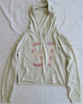 Live Love Dream Women&#39;s Cropped &amp; Distressed Hooded Sweatshirt Size Medium - £11.75 GBP