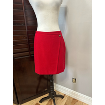 Talbots Womens Wrap Pencil Skirt Red Above Knee Wool Blend Petites 6P - £20.32 GBP