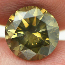 Loose Round Cut Diamond Fancy Champagne Color 2.61 Carat Enhanced SI1 Certified - £1,486.87 GBP