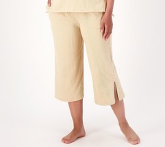 Cuddl Duds Crinkle Jersey Cropped Pants Deep Linen, Medium - £15.85 GBP