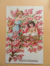Easter Postcard Antique 1900&#39;s (Germany) Art Deco dressed Children in Tr... - £11.98 GBP