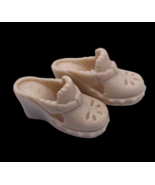 Barbie Shoes Pair Beige Cream Wedge Heel Closed Toe Shoe Cut Out Fashion... - $9.49