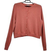 Neiman Marcus Xl Orange/Coral Cashmere Button Down Sweater/ Jacket Micro... - $34.92