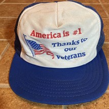 vintage foam mesh truckers hat america is #1 thanks to our veterans made... - £17.61 GBP