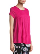 Time And Tru Women&#39;s Short Sleeve Smock Top LARGE (12-14) Pink NEW - £14.34 GBP