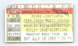 Mötley Crüe Scorpions Concert Ticket Stub July 10 1999 Deer Creek Indiana - £18.59 GBP