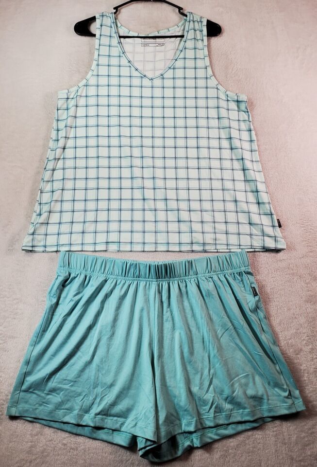 Primary image for Two Piece Set Eddie Bauer Sleepwear Top & Shorts Womens Size XL Green Polyester