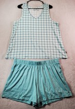 Two Piece Set Eddie Bauer Sleepwear Top &amp; Shorts Womens Size XL Green Polyester - £16.25 GBP