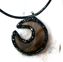 1/4 Moon Crescent Necklace Pendant Natural Healing Crystal Quartz 19&quot;chain - £13.41 GBP