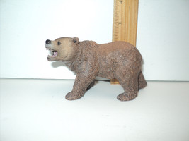 Grizzly Bear Growling Figurine by Schleich Brown Animal Toy Realistic 4 1/2&quot; L - $18.39