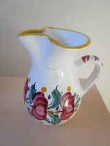 Hungarian Floral Ceramic Pitcher Pansies 6 1/2&quot; Tall [*Dino] Multicolor - £49.34 GBP