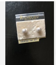 Vintage Richelieu Simulated Pearl 14K Gold Stud Earrings - £29.42 GBP