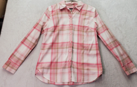 Talbots Shirt Womens Small Pink Plaid 100% Cotton Long Sleeve Collar Button Down - £16.94 GBP