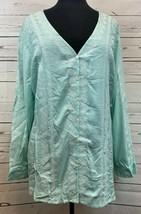 Karen Kane Blue Button Up Top Blouse Shirt Detailed Stitching Size 2X NE... - $27.00