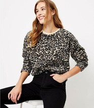 LOFT Leopard Print Cozy Sherpa Sweatshirt Black X-Small New - £31.84 GBP