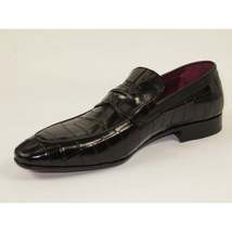 Men's GENIO Genuine Crocodile Embossed Leather Shoes Turkey 120371165 Black image 3