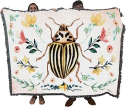 Insects Beatle Blanket by Nicole DeCamp - Garden Floral Gift Tapestry, 72x54 - £61.62 GBP