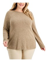 MSRP $52 Karen Scott Plus Size Cotton Nep Curved-Hem Chestnut Brown Size 1X - £11.50 GBP