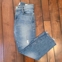 FRAME Women&#39;s Jeans Le Boy Zip Hem Crop Fray Light Wash Distressed Denim Size 24 - $24.70