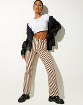 MOTEL ROCKS Zoven Trousers in Diagonal Checker Tan and Ivory (MR67) - £11.23 GBP