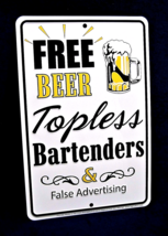 Free Beer - Topless -*US Made* Embossed Sign -Man Cave Garage Bar Pub Wall Decor - £12.66 GBP
