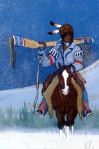 GALE RUNNING WOLF SR "WINTER HUNTER" SIGNED Acrylic Painting Blackfeet Native US - $799.95