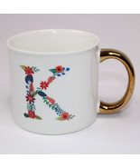 Opal House &quot;K&quot; Initial Coffee Mug Floral Letter Gold Handle White Tea Cu... - €8,48 EUR
