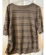 Apt.9 Brown Striped Short Sleeve Sweater Rouching at Sides Womens Sz Pet... - £11.04 GBP