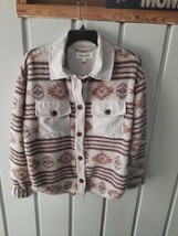 Pink Rose Aztec Button Front Fleece jacket NWT M - £23.36 GBP