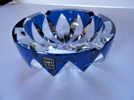 Saint-Louis Crystal Ashtray Sapphire Blue 6" diameter image 2