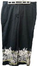 Chicos Travelers Crop Black Pants w/ Tropical Ankle Pattern - Size 2 - £22.88 GBP