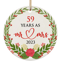 59 Years As Mr &amp; Mrs 59th Weeding Anniversary Ornament Flower Wreath Xmas Gifts - £11.05 GBP