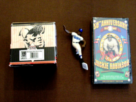 Jackie Robinson Dodgers Hof 50TH Vhs Edition Figurine &amp; Negro Leagues Coffee Cup - £38.94 GBP