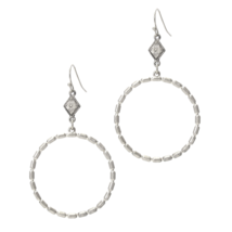 Elegant Hoop Drop Dangle Earrings Silver - $10.39