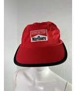 Vintage Marlboro Snapback Hat Red Spell Out Logo Advertising Adventure T... - £18.55 GBP