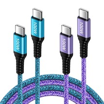 Usb C To Usb C Cable (6Ft 2-Pack) 100W Type C Fast Charging Cable, Nylon Braided - £16.45 GBP