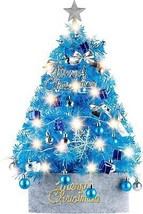 Mini Christmas Tree with Lights 24inch 2ft Tabletop Artificial Blue Chri... - £46.83 GBP