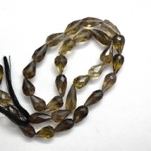 Natural Smoky Quartz 12x10mm Faceted Drop Shape Gemstone Beads 13&quot; Stran... - £44.47 GBP