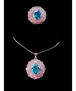 216 Diamond Cocktail ring set - London blue topaz necklace - HUGE Diamon... - £379.62 GBP
