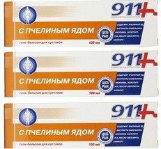 3 PACK 911 BEE venom gel-balm 100ml for joints - $50.00