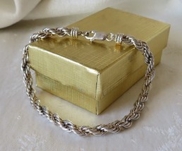 Precious Precious 14k Gold &amp; Sterling Silver Rope Bracelet~7 5/8&quot; Long~Gift Box - £47.41 GBP