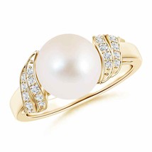 ANGARA Freshwater Pearl and Diamond Swirl Ring for Women in 14K Solid Gold - £728.28 GBP