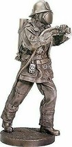 Heroic Fireman Fire Fighter In Full Turnout Gear Attire Carrying Hose Statue - £67.34 GBP