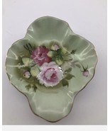 LEFTON CHINA GREEN HERITAGE CABBAGE ROSE SHALLOW SERVING DISH 1860 Hand ... - $12.65
