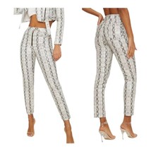 Pretty Little Thing Grey Front Zip Snake Print Trouser Size 10 - £19.90 GBP