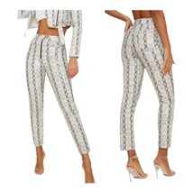 Pretty Little Thing Grey Front Zip Snake Print Trouser Size 10 - £19.80 GBP